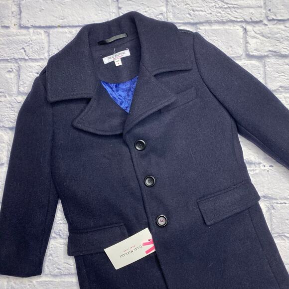 Isaac Mizrahi Single Breasted Wool Overcoat in Navy - Picture 2 of 9